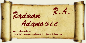 Radman Adamović vizit kartica